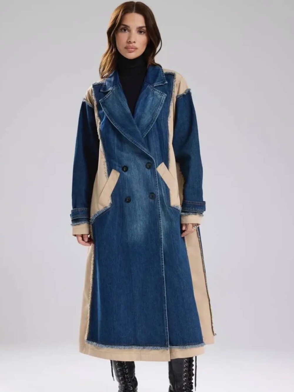 NWT 3 TW Design (Istanbul) Denim And Cotton Trench Coat